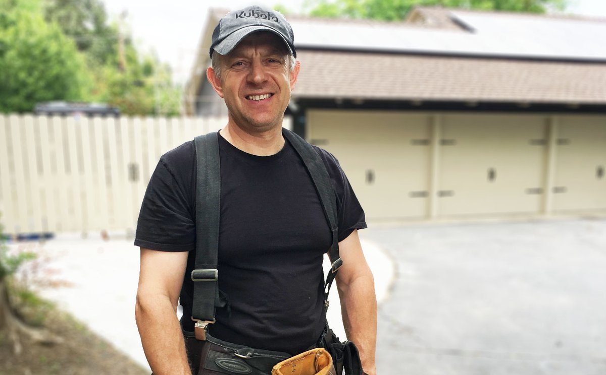 Andrey Boginski working on a bathroom remodel in Fresno CA